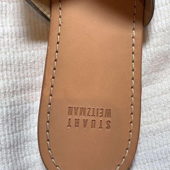 NWT Stuart Weitzman silver leather upper/lining/sole  mirror slides size 8 - Picture 4 of 4